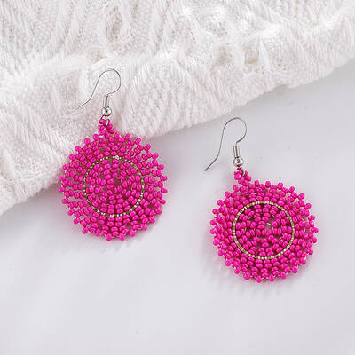 Glass Seed Braided Dangle Earrings for Women