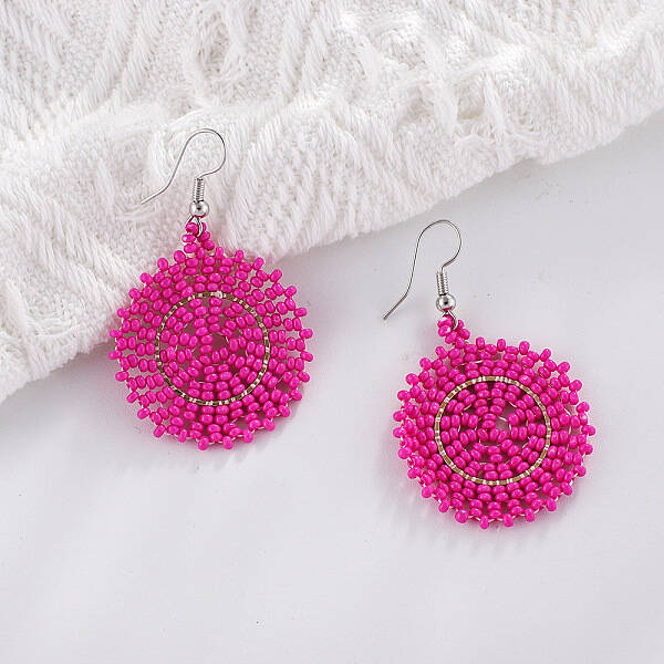 Glass Seed Braided Dangle Earrings for Women