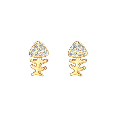Cute Stainless Steel Fish Stud Earrings for Women