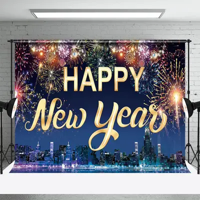 Colorful Sparkle City Night View New Year Backdrop - Aperturee