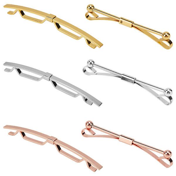 6Pcs 6 Styles Brass Tie Clips for Men
