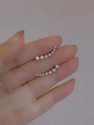 1 Pair Women's Elegant Rhinestone Decorated Stud Earrings, Exquisite Trendy Stud Earrings, Fashionable Jewelry for Women & Gi...