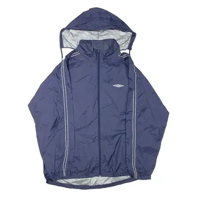 UMBRO Lightweight Mens Rain Jacket Blue Hooded L