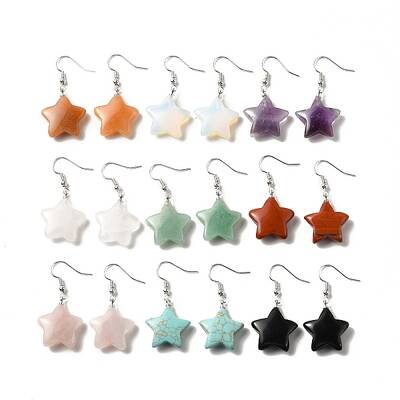 Gemstone Star Dangle Earrings