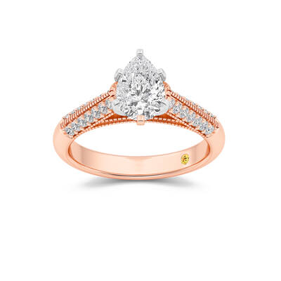 Storm Knife Edged Cathedral Pear Shape  Lab Grown Diamond Engagement Ring | 14K Rose Gold 3 3/4 CT. TW.