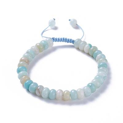 Adjustable Natural Flower Amazonite Braided Bead Bracelets