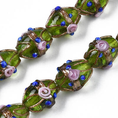 Handmade Gold Sand Lampwork Beads Strands