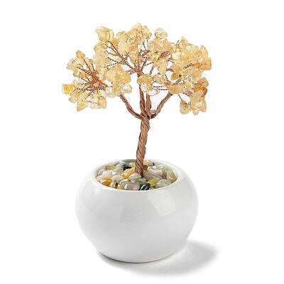 Natural Yellow Quartz Chips Tree Decorations