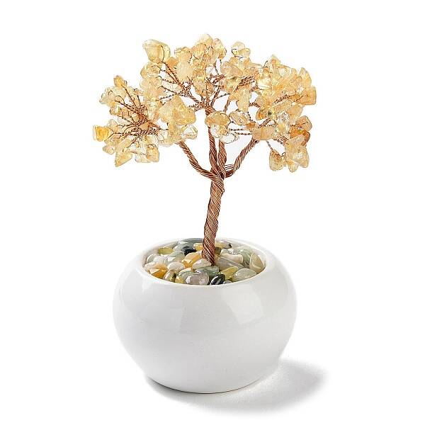 Natural Yellow Quartz Chips Tree Decorations