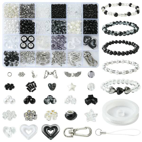 DIY Alloy & Glass & Acrylic Mobile Phone Strap Making Kits