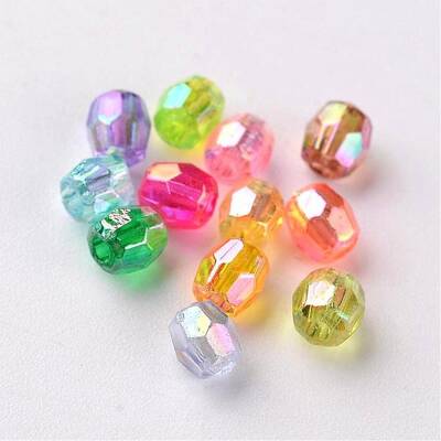AB Color Plated Eco-Friendly Transparent Acrylic Barrel Beads