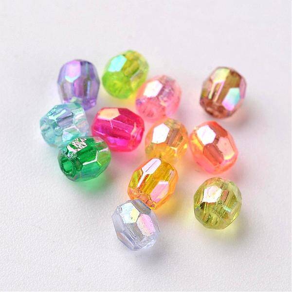 AB Color Plated Eco-Friendly Transparent Acrylic Barrel Beads