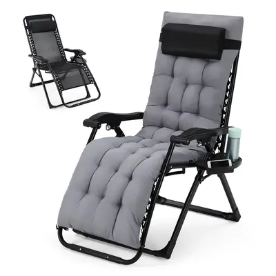 Garvee Zero Gravity Lounge Chair, 29'' Recliner Chair with Removable Cushion, Headrest, Footrest, and Cupholder, Adjustable F...