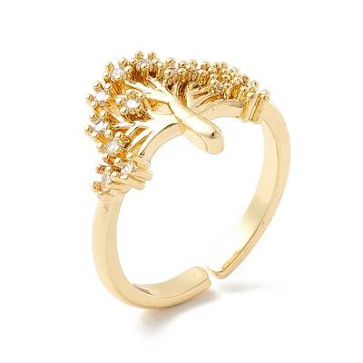 Clear Cubic Zirconia Tree of Life Cuff Ring