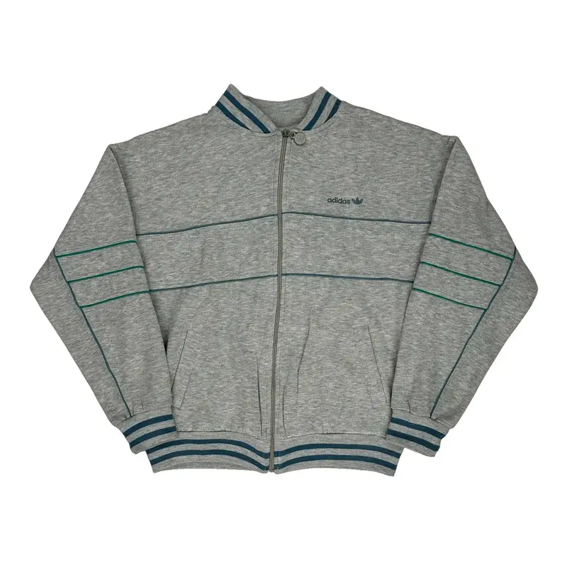 1980S Adidas Zip Up - Large Grey Cotton Blend