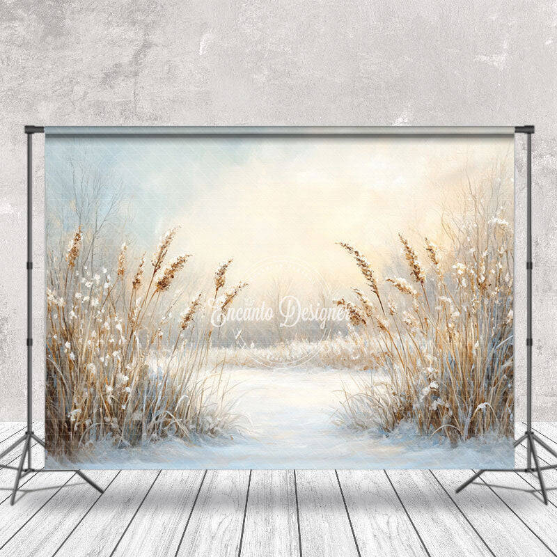 Winter Wheat Field Natural Scenery Photo Backdrop - Aperturee