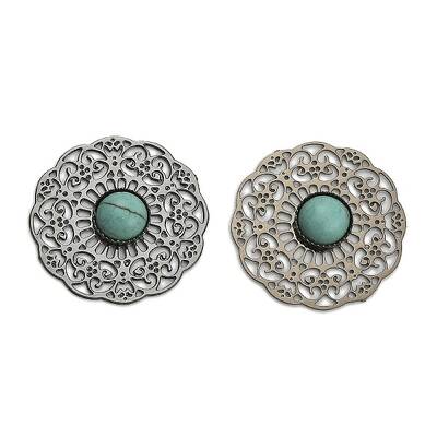 Brass Synthetic Turquoise Cabochons