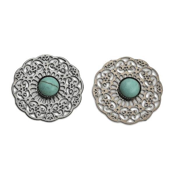 Brass Synthetic Turquoise Cabochons