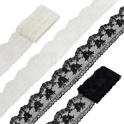 2 Colors Milk Fiber Embroidery Flower Lace Ribbons