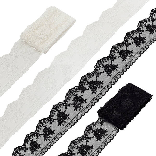 2 Colors Milk Fiber Embroidery Flower Lace Ribbons