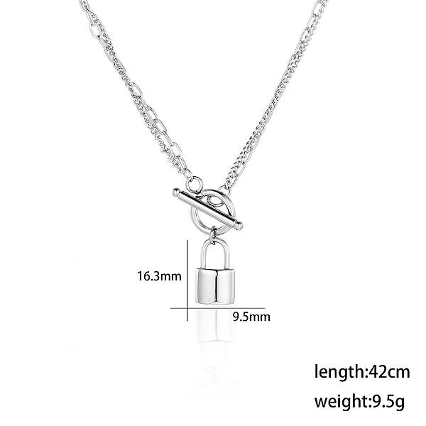 Retro Punk Stainless Steel Necklace with 18K Gold Plated OT Clasp
