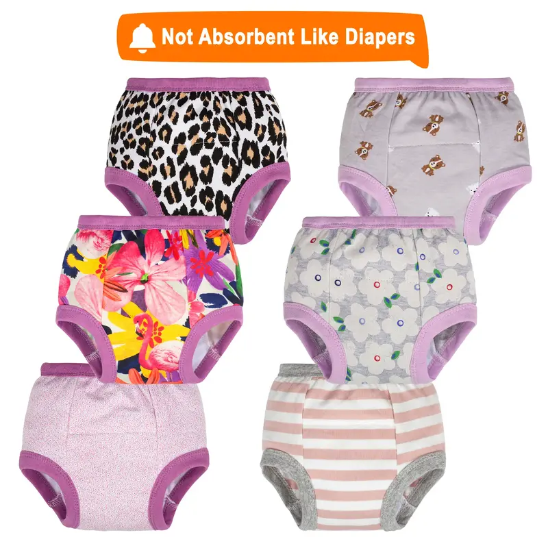 6-Pack Reusable Toddler Training Pants for Boys & Girls – Cozy Cotton, Fun Patterns for Easy Toilet Training (12M-5Y)