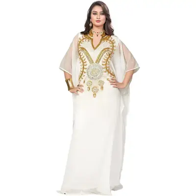 Elegant Hand-Embroidered Georgette Chiffon Kaftan