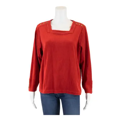 BON WORTH Corduroy Top Red 90s Long Sleeve Womens L