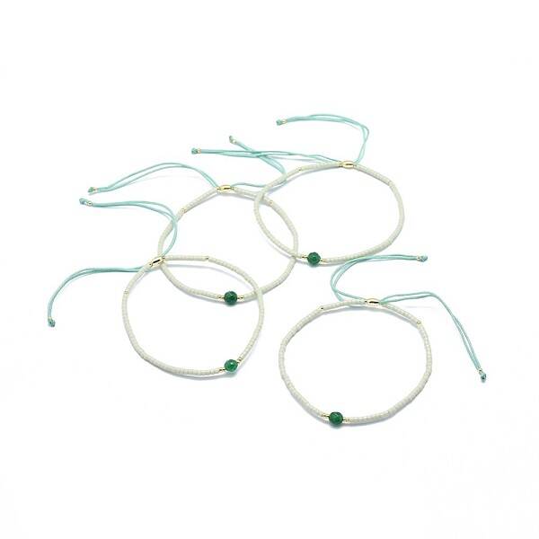 Adjustable Natural Agate Braided Bead Bracelets