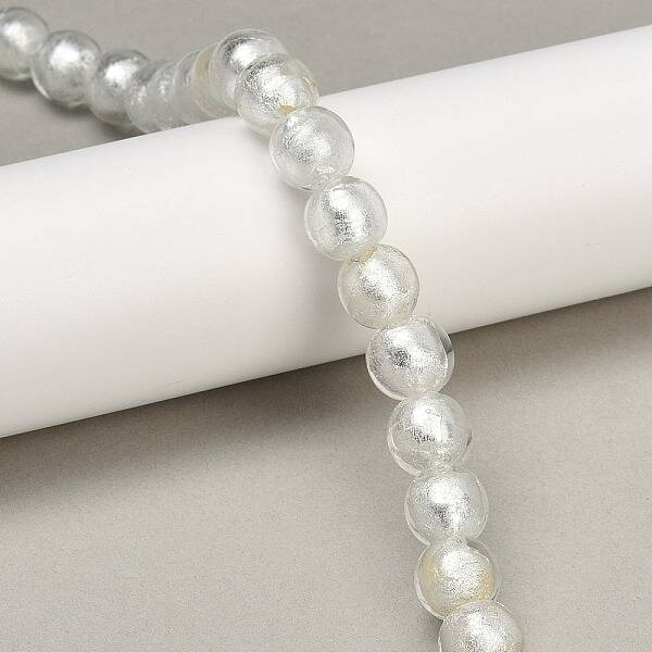 Handmade Silver Foil Glass Beads Strands
