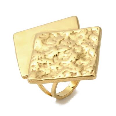Ion Plating(IP) 304 Stainless Steel Rhombus Open Cuff Rings for Women