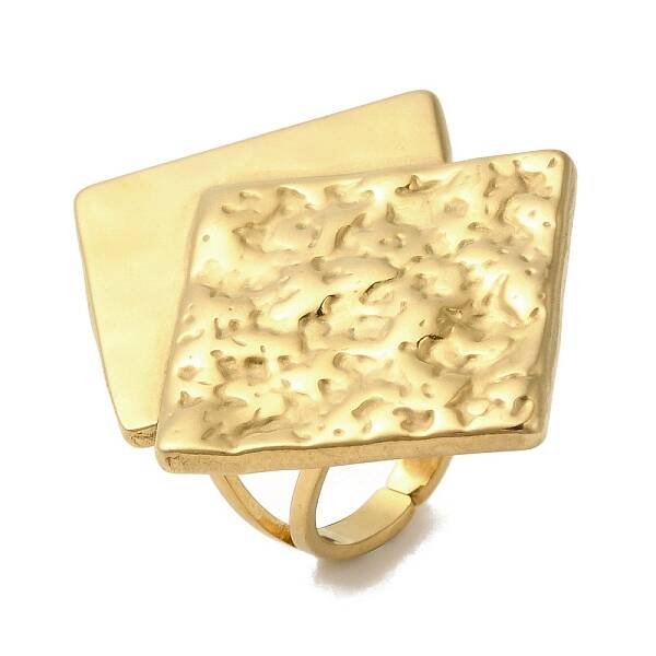 Ion Plating(IP) 304 Stainless Steel Rhombus Open Cuff Rings for Women