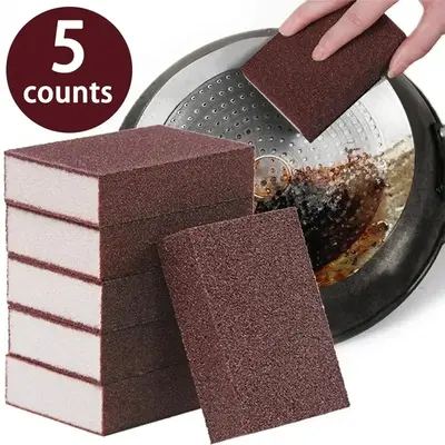 Nano Heavy Duty Sponge Magic Eraser, 5 Counts Carborundum Removing Rust Cleaning Sponge, Kitchen Pot Dish Rust Removal Emery ...