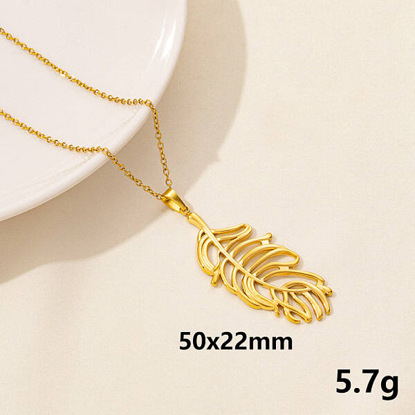 Stainless Steel Leaf Pendant Necklaces