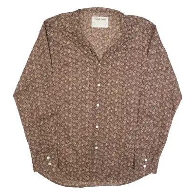 ROYAL BEAST Mens Shirt Brown 90s Floral Long Sleeve XL