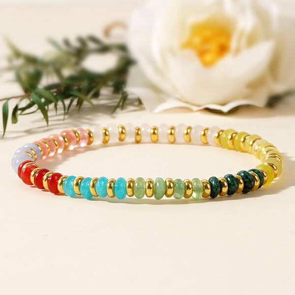 Bohemian Style Natural & Synthetic Gemstone Beads Stretch Bracelets for Women Men