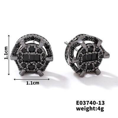Chic Brass Cubic Zirconia Stud Earrings