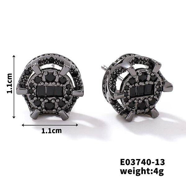 Chic Brass Cubic Zirconia Stud Earrings