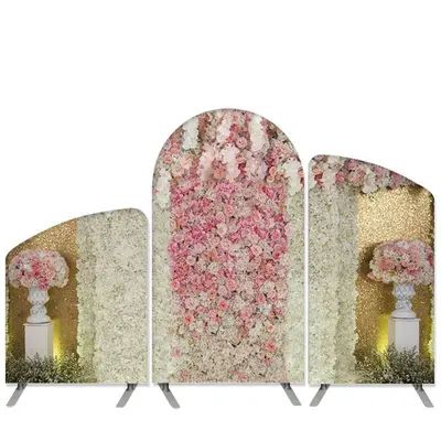 Aperturee Floral Theme Pink And White Wedding Decro Arch Backdrop Kit | Diy Chiara Backdrop Cover | Diy Round Arch Backdrop |...