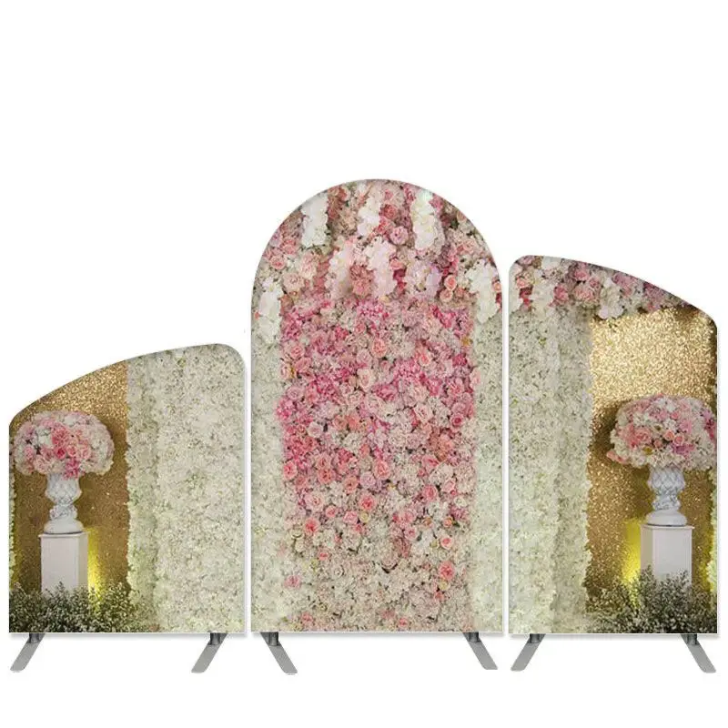 Aperturee Floral Theme Pink And White Wedding Decro Arch Backdrop Kit | Diy Chiara Backdrop Cover | Diy Round Arch Backdrop |...