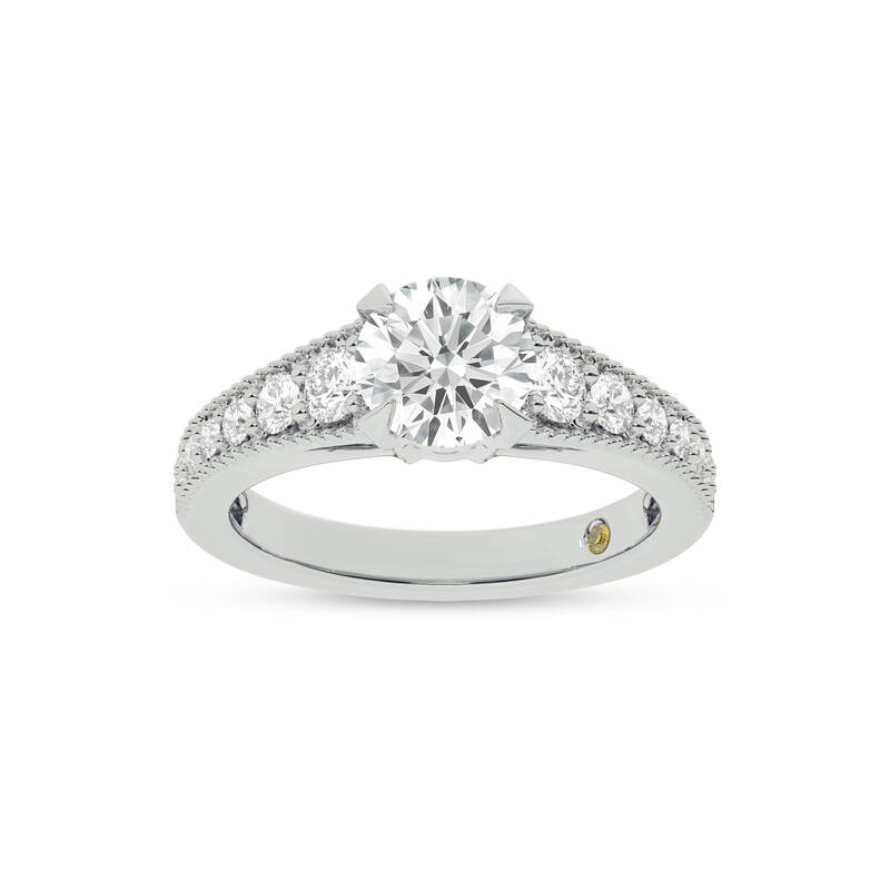 Pixie Tapered Milgrain Round Lab Diamond Engagement Ring | 10K White Gold 2 5/8 CT. TW.