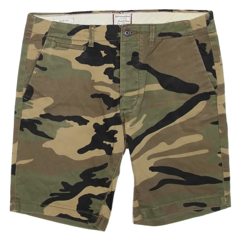 JACK & JONES Mens Chino Shorts Green Slim 90s Camouflage M W34
