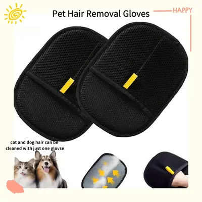 Pet Hair Remover, Electrostatic Pet Hair Removal Gloves, Two-way brush sticky hair remover,Reusable Cat&Dog Hair Remover fo...