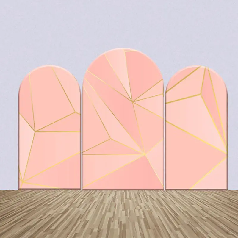 Pink Golden Lines Birthday Party Arch Backdrop Kit - Aperturee