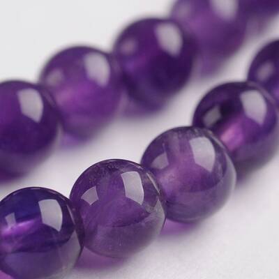 Round Natural Amethyst Gemstone Bead Strands