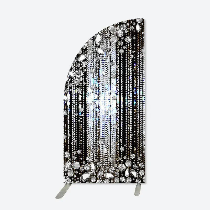 Aperturee Half Moon Black Silver Dance Party Arch Backdrop | Chiara Arch Backdrop Diy | Custom Chiara Arched Covers | Round A...