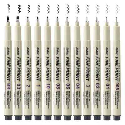 Waterproof Fine Point Pen, 6/9/12pcs Smooth Fine Point Pen, Art Supplies for Drawing, Painting, Sketching, Architecture, Desi...
