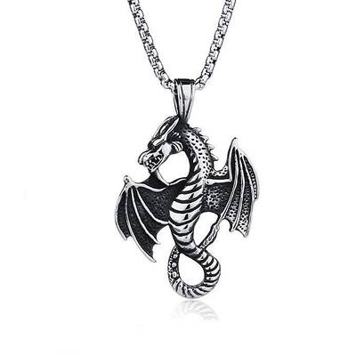 Pterosaur Alloy Popcorn Chain Pendant Necklaces for Men