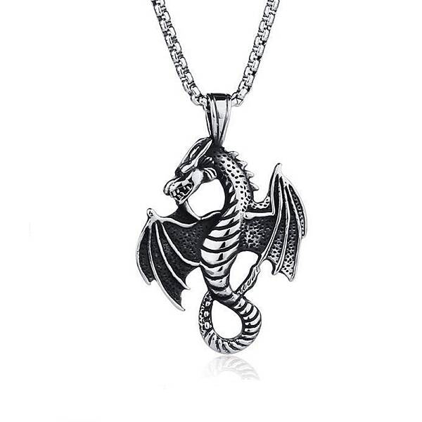 Pterosaur Alloy Popcorn Chain Pendant Necklaces for Men