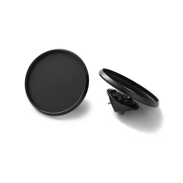 304 Stainless Steel Flat Round Brooch Brooch Base Settings